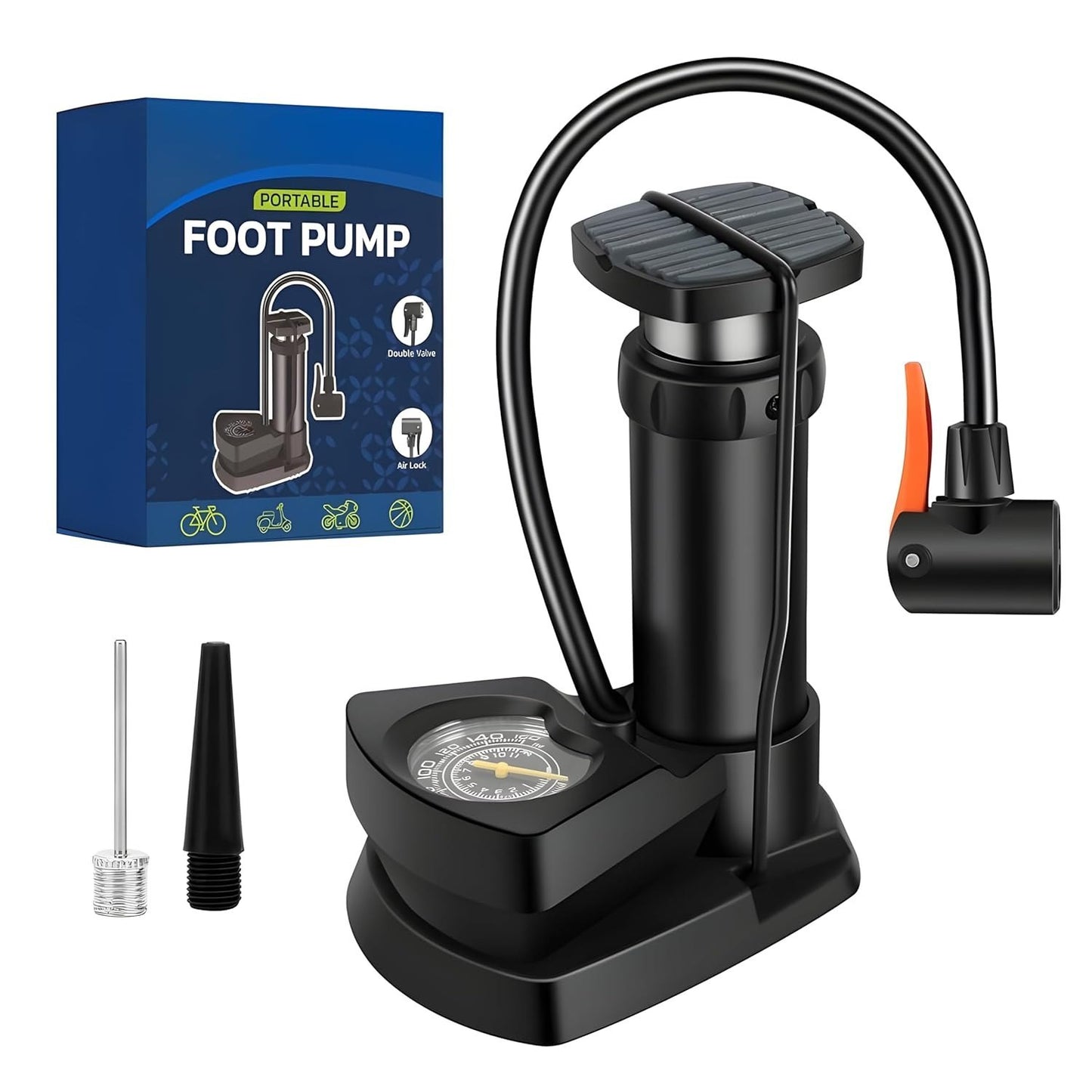 Heavy-Duty Foot Pump with Gauge 🚗 | Fast, Portable & Powerful Inflator