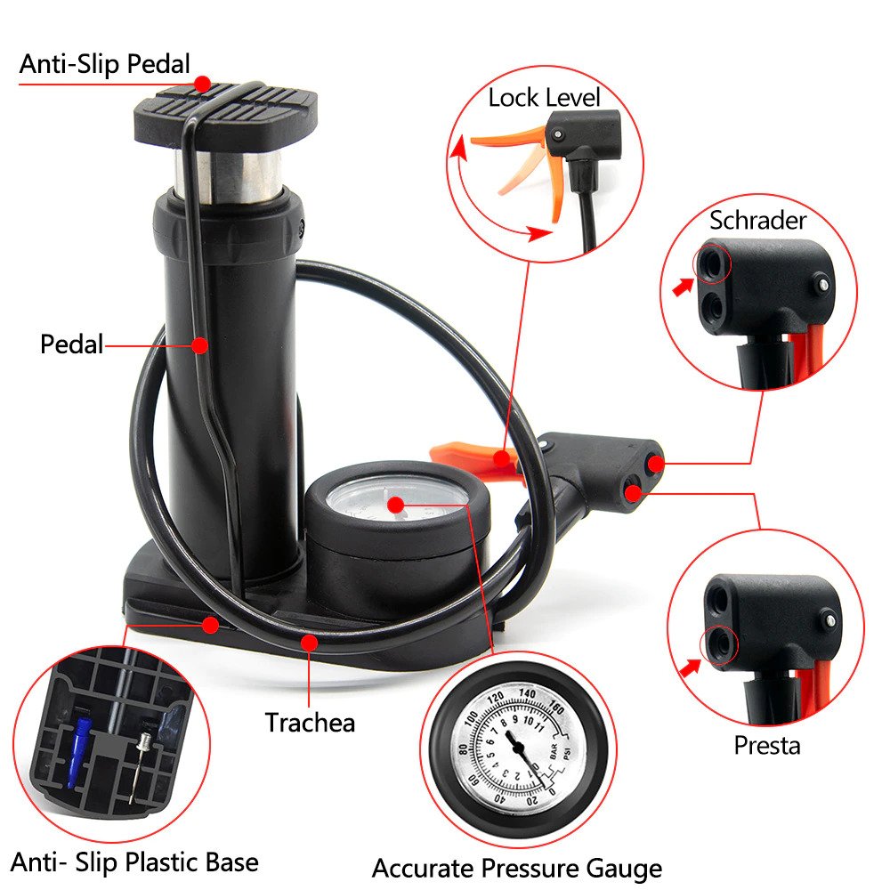 Heavy-Duty Foot Pump with Gauge 🚗 | Fast, Portable & Powerful Inflator